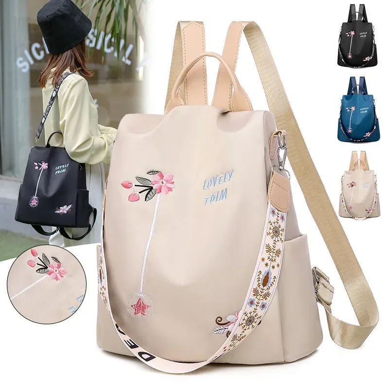 Travel Backpack Anti Theft - Waterproof Oxford Embroidery Women Backpack Fashion